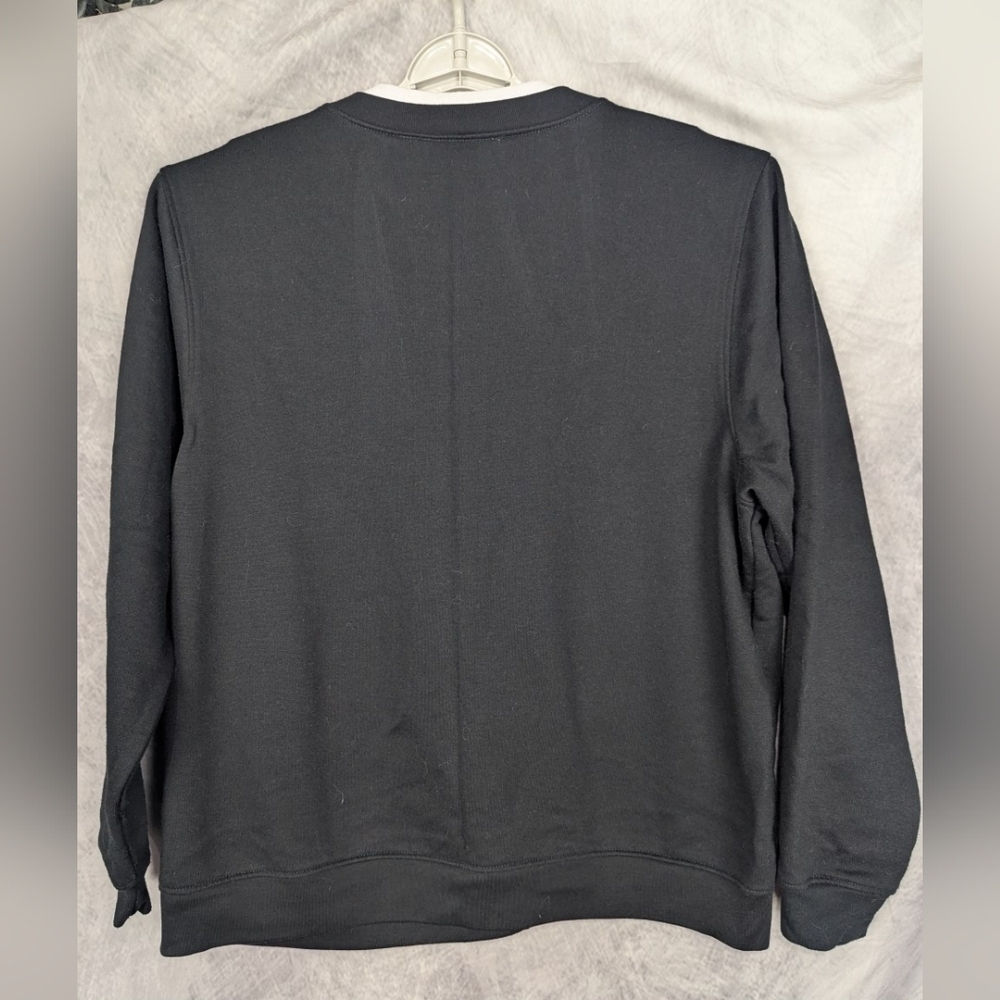 Allison Lane 1X Cardinal Sweatshirt Cardigan Black With White Collar - Picture 2 of 8